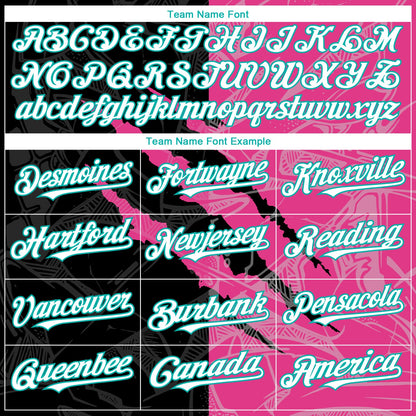 Custom Graffiti Pattern White Black Pink-Aqua 3D Scratch Authentic Baseball Jersey - Sky-Custom