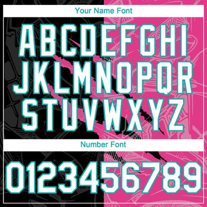 Custom Graffiti Pattern White Black Pink-Aqua 3D Scratch Authentic Baseball Jersey - Sky-Custom