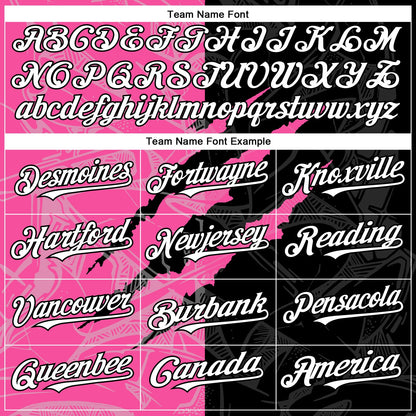 Custom Graffiti Pattern White Black-Pink 3D Scratch Authentic Baseball Jersey - Sky-Custom