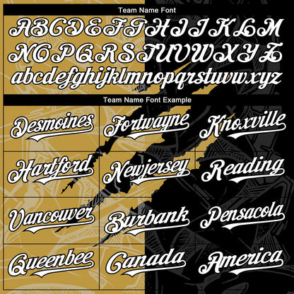 Custom Graffiti Pattern White Black-Old Gold 3D Scratch Authentic Baseball Jersey - Sky-Custom
