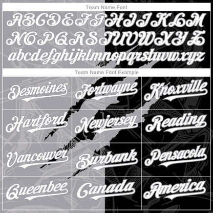 Custom Graffiti Pattern White Black-Gray 3D Scratch Authentic Baseball Jersey - Sky-Custom