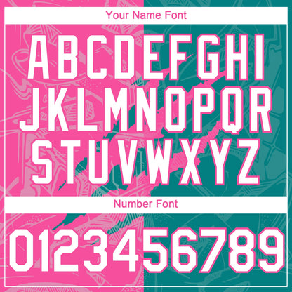 Custom Graffiti Pattern White Teal-Pink 3D Scratch Authentic Baseball Jersey - Sky-Custom