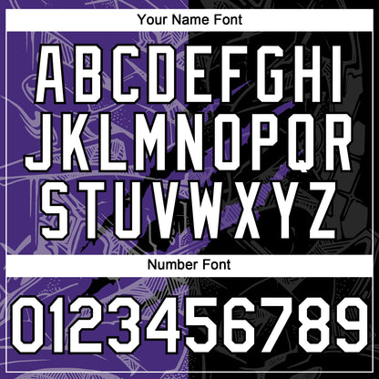Custom Graffiti Pattern White Black-Purple 3D Scratch Authentic Baseball Jersey - Sky-Custom