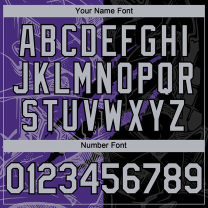 Custom Graffiti Pattern Gray Black-Purple 3D Scratch Authentic Baseball Jersey - Sky-Custom