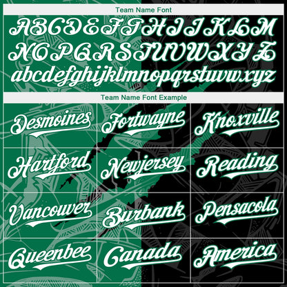 Custom Graffiti Pattern White Black-Kelly Green 3D Scratch Authentic Baseball Jersey - Sky-Custom