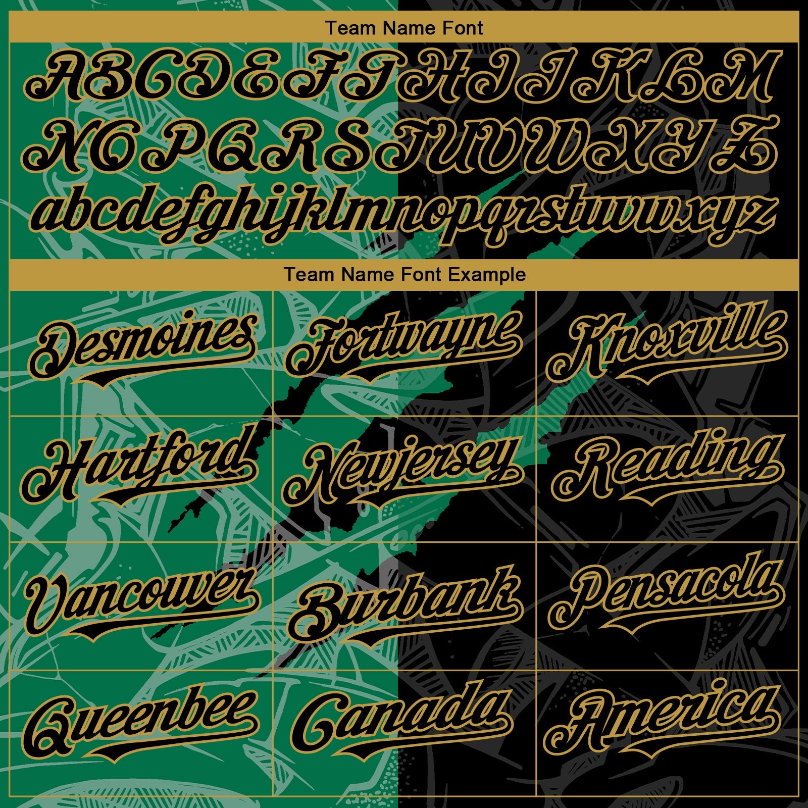 Custom Graffiti Pattern Black Kelly Green-Old Gold 3D Scratch Authentic Baseball Jersey - Sky-Custom