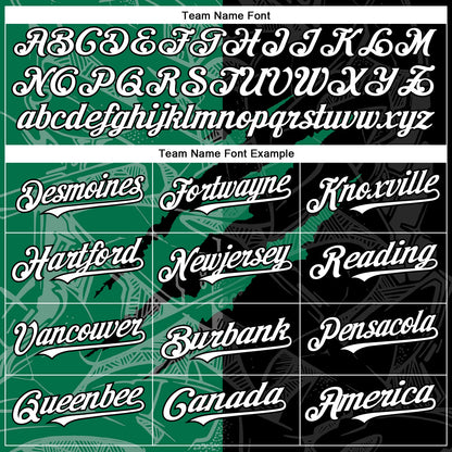 Custom Graffiti Pattern White Black-Kelly Green 3D Scratch Authentic Baseball Jersey - Sky-Custom