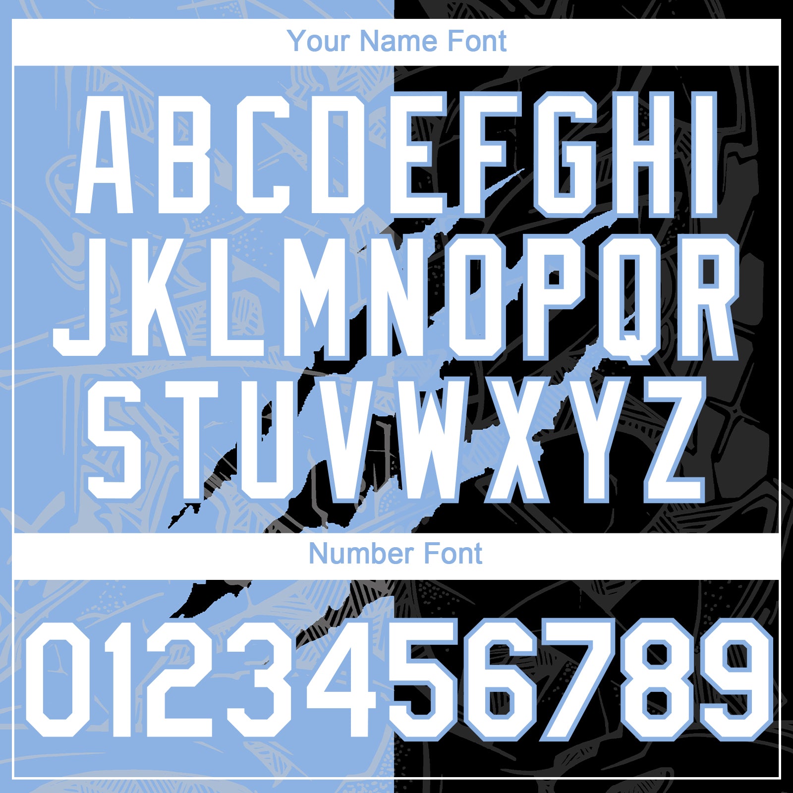 Custom Graffiti Pattern White Black-Light Blue 3D Scratch Authentic Baseball Jersey - Sky-Custom