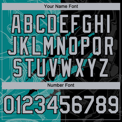 Custom Graffiti Pattern Gray Black-Teal 3D Scratch Authentic Baseball Jersey - Sky-Custom
