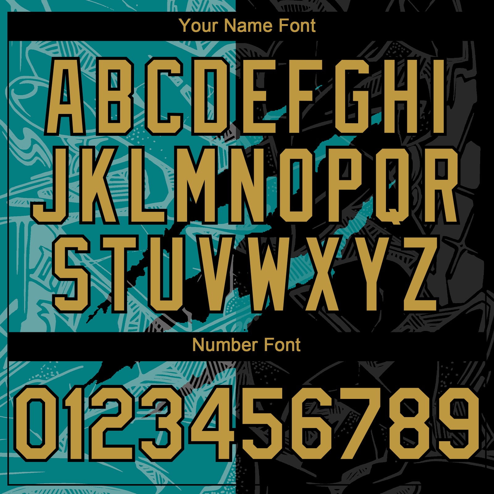 Custom Graffiti Pattern Old Gold Black-Teal 3D Scratch Authentic Baseball Jersey - Sky-Custom