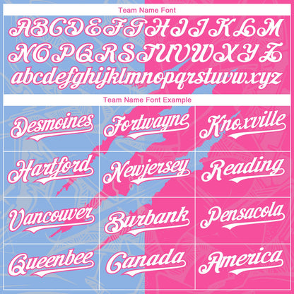 Custom Graffiti Pattern White Pink-Light Blue 3D Scratch Authentic Baseball Jersey - Sky-Custom