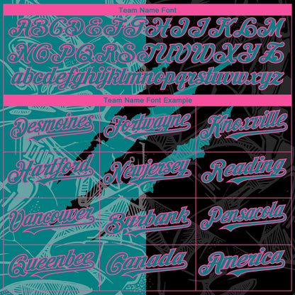 Custom Graffiti Pattern Teal Black-Pink 3D Scratch Authentic Baseball Jersey - Sky-Custom