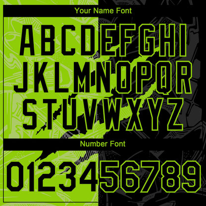 Custom Graffiti Pattern Black-Neon Green 3D Scratch Authentic Baseball Jersey - Sky-Custom