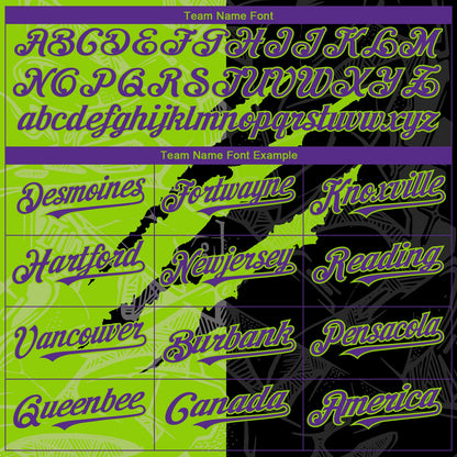 Custom Graffiti Pattern Purple Black-Neon Green 3D Scratch Authentic Baseball Jersey - Sky-Custom