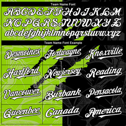 Custom Graffiti Pattern White Black-Neon Green 3D Scratch Authentic Baseball Jersey - Sky-Custom