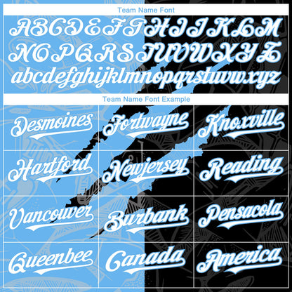 Custom Graffiti Pattern White Black-Sky Blue 3D Scratch Authentic Baseball Jersey - Sky-Custom