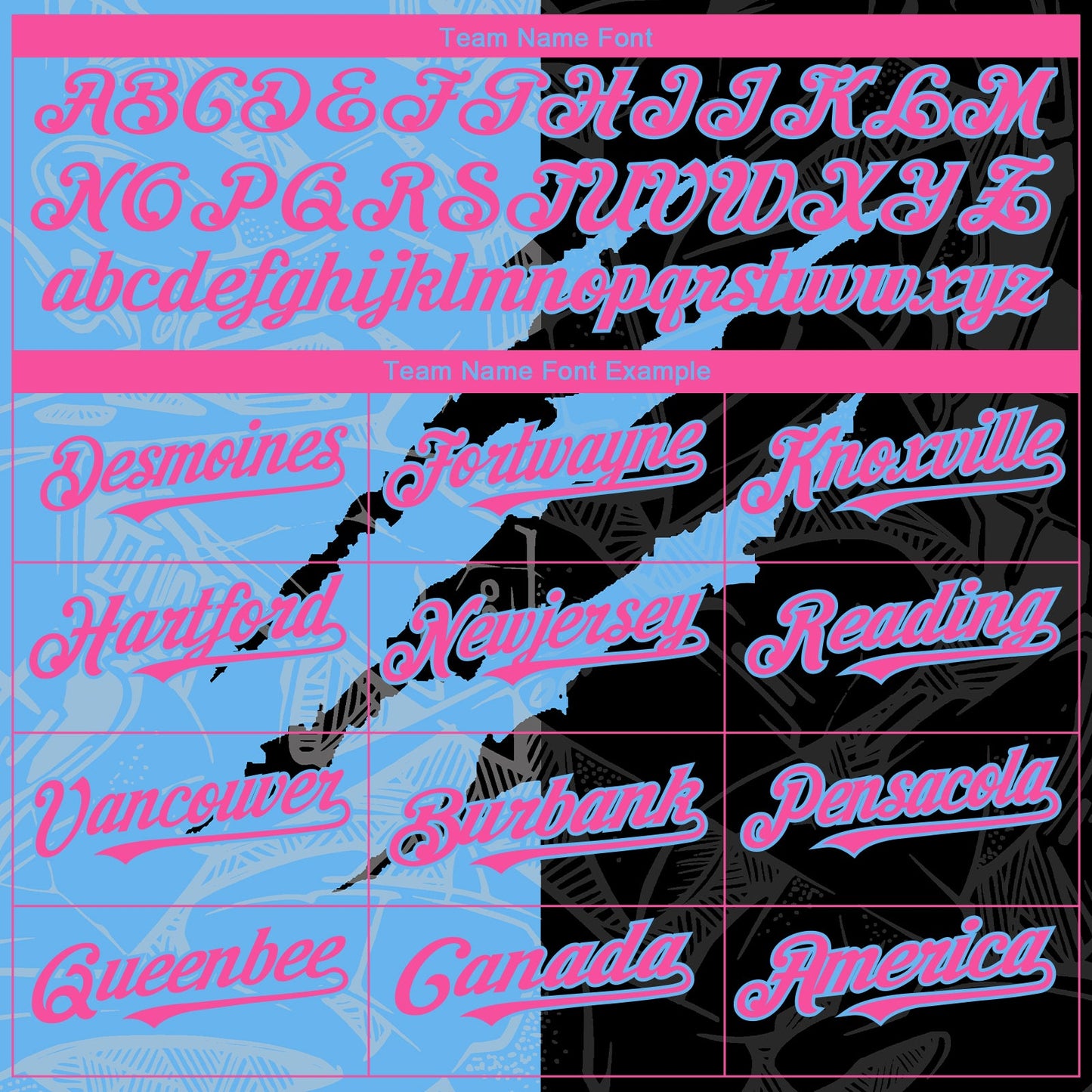 Custom Graffiti Pattern Pink Black-Sky Blue 3D Scratch Authentic Baseball Jersey - Sky-Custom