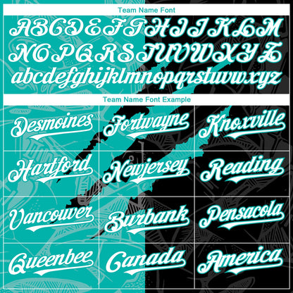 Custom Graffiti Pattern White Black-Aqua 3D Scratch Authentic Baseball Jersey - Sky-Custom