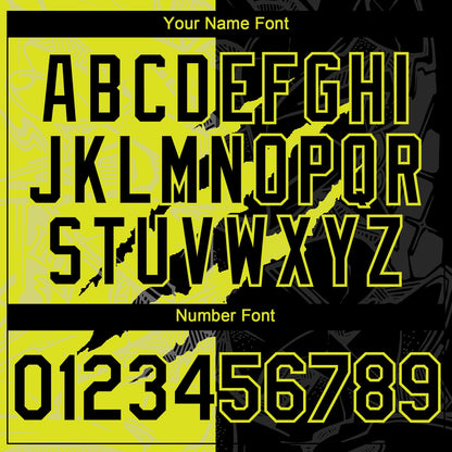 Custom Graffiti Pattern Black-Neon Yellow 3D Scratch Authentic Baseball Jersey - Sky-Custom