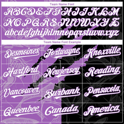 Custom Graffiti Pattern White Black-Medium Purple 3D Scratch Authentic Baseball Jersey - Sky-Custom