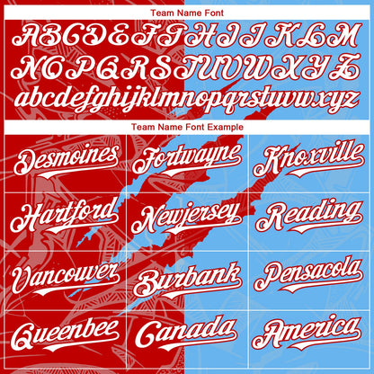 Custom Graffiti Pattern White Sky Blue-Red 3D Scratch Authentic Baseball Jersey - Sky-Custom