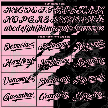 Custom Graffiti Pattern Black-Light Pink 3D Scratch Authentic Baseball Jersey - Sky-Custom