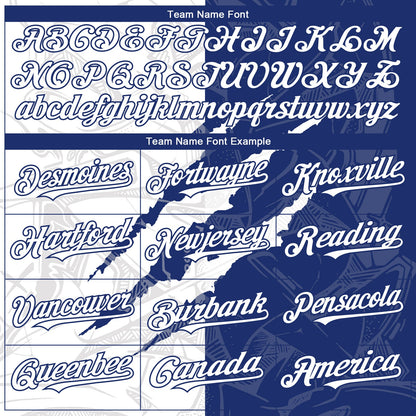 Custom Graffiti Pattern White-Royal 3D Scratch Authentic Baseball Jersey - Sky-Custom