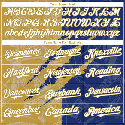 Custom Graffiti Pattern White Royal-Old Gold 3D Scratch Authentic Baseball Jersey - Sky-Custom