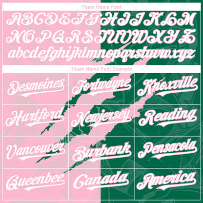 Custom Graffiti Pattern White Kelly Green-Light Pink 3D Scratch Authentic Baseball Jersey - Sky-Custom