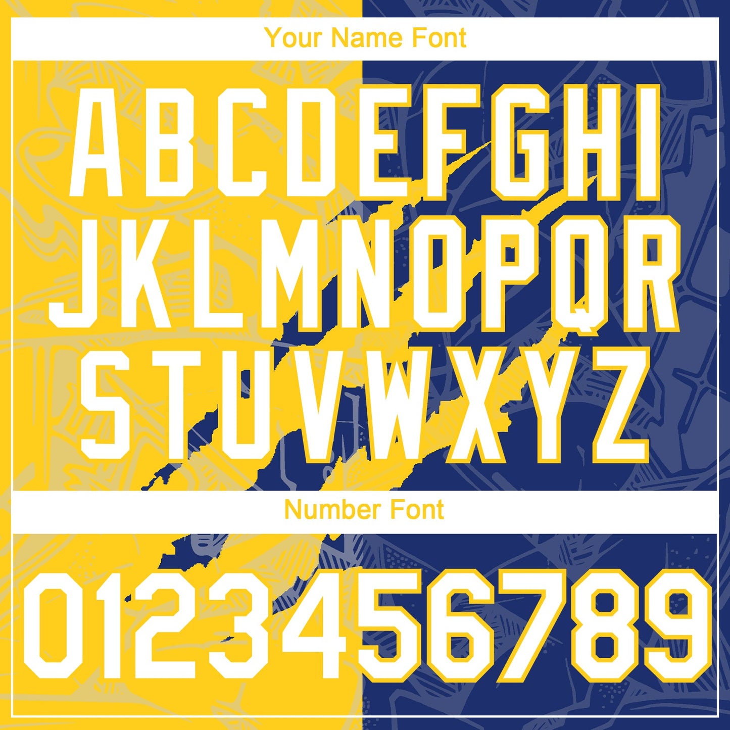 Custom Graffiti Pattern White Royal-Yellow 3D Scratch Authentic Baseball Jersey - Sky-Custom
