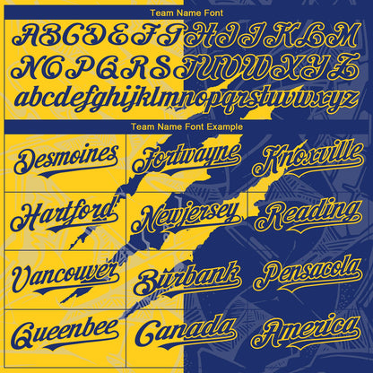 Custom Graffiti Pattern Royal-Yellow 3D Scratch Authentic Baseball Jersey - Sky-Custom
