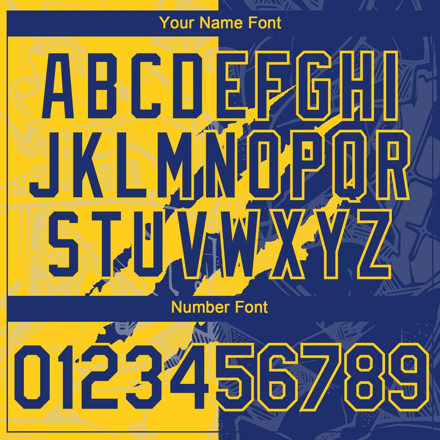 Custom Graffiti Pattern Royal-Yellow 3D Scratch Authentic Baseball Jersey - Sky-Custom