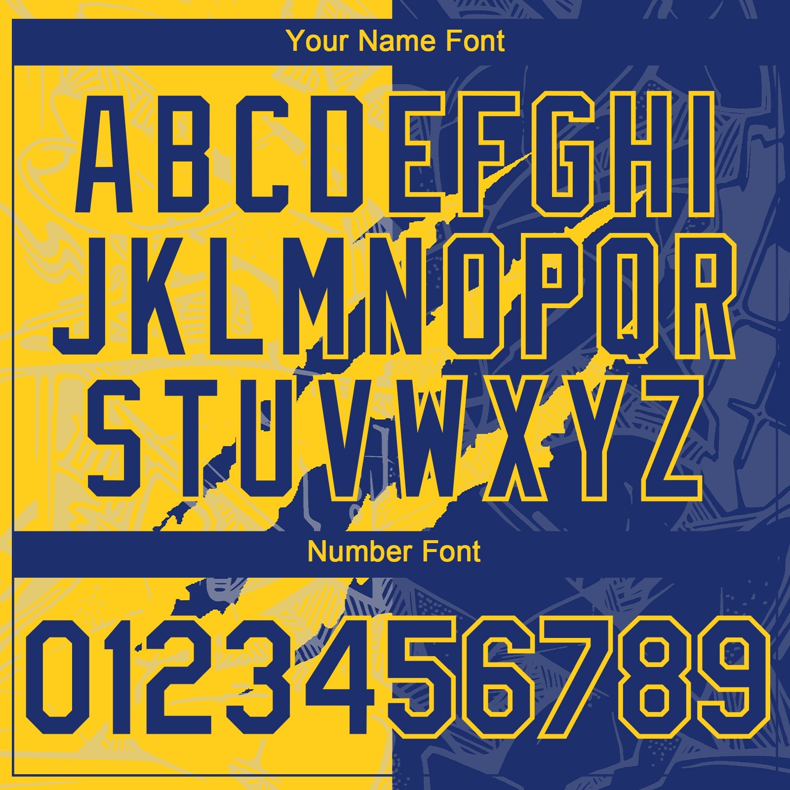 Custom Graffiti Pattern Royal-Yellow 3D Scratch Authentic Baseball Jersey - Sky-Custom