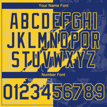 Custom Graffiti Pattern Royal-Yellow 3D Scratch Authentic Baseball Jersey - Sky-Custom