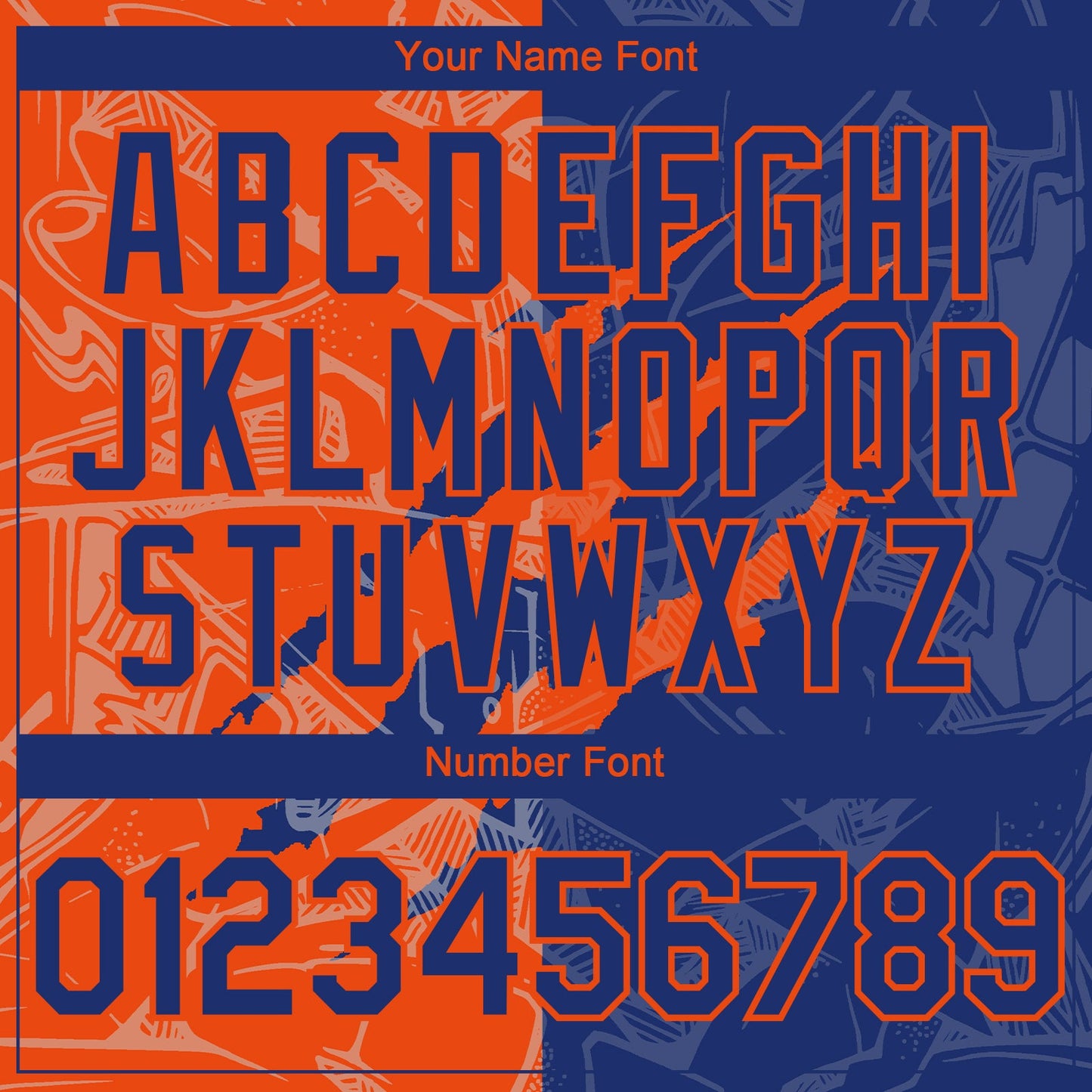 Custom Graffiti Pattern Royal-Orange 3D Scratch Authentic Baseball Jersey - Sky-Custom