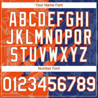 Custom Graffiti Pattern White Royal-Orange 3D Scratch Authentic Baseball Jersey - Sky-Custom