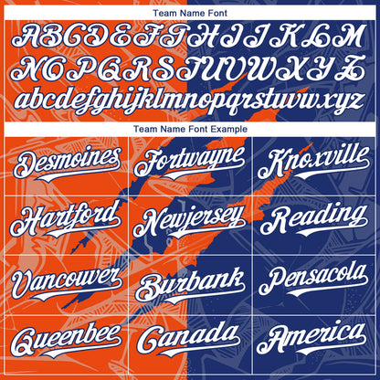 Custom Graffiti Pattern White Royal-Orange 3D Scratch Authentic Baseball Jersey - Sky-Custom