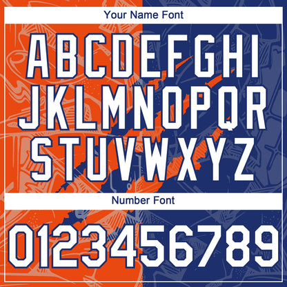 Custom Graffiti Pattern White Royal-Orange 3D Scratch Authentic Baseball Jersey - Sky-Custom