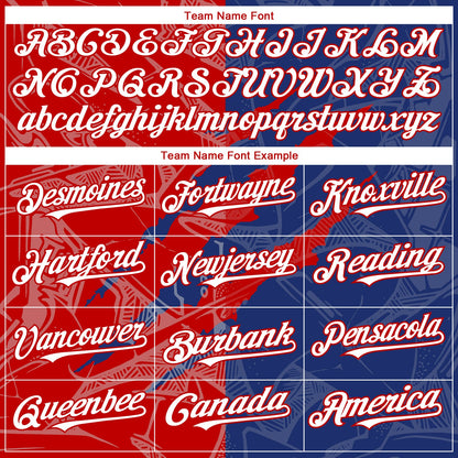 Custom Graffiti Pattern White Royal-Red 3D Scratch Authentic Baseball Jersey - Sky-Custom
