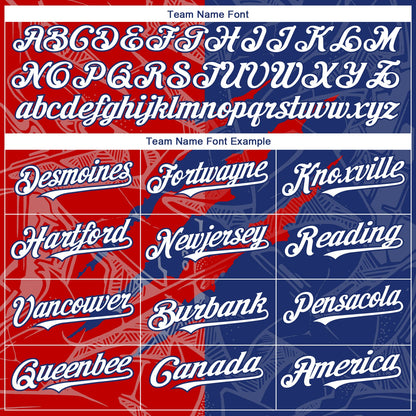 Custom Graffiti Pattern White Royal-Red 3D Scratch Authentic Baseball Jersey - Sky-Custom