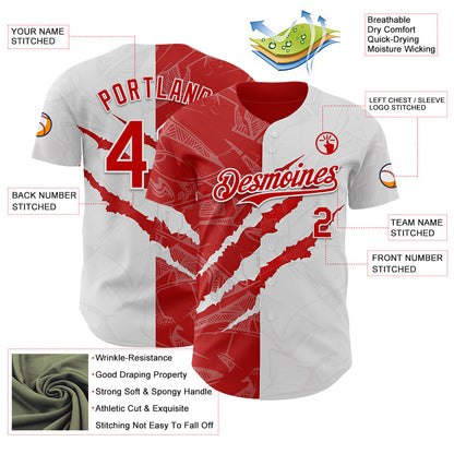 Custom Graffiti Pattern Red-White 3D Scratch Authentic Baseball Jersey - Sky-Custom