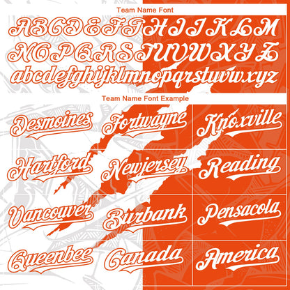 Custom Graffiti Pattern White-Orange 3D Scratch Authentic Baseball Jersey - Sky-Custom