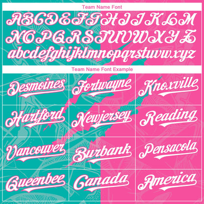 Custom Graffiti Pattern White Pink-Aqua 3D Scratch Authentic Baseball Jersey - Sky-Custom
