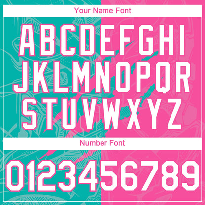 Custom Graffiti Pattern White Pink-Aqua 3D Scratch Authentic Baseball Jersey - Sky-Custom