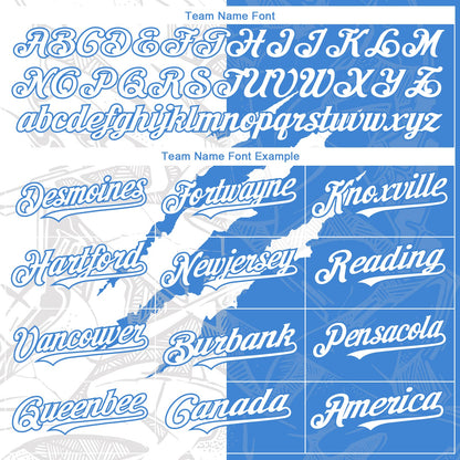 Custom Graffiti Pattern White-Electric Blue 3D Scratch Authentic Baseball Jersey - Sky-Custom