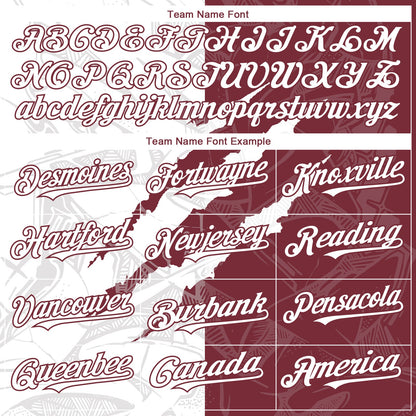 Custom Graffiti Pattern White-Burgundy 3D Scratch Authentic Baseball Jersey - Sky-Custom