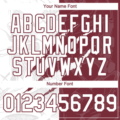 Custom Graffiti Pattern White-Burgundy 3D Scratch Authentic Baseball Jersey - Sky-Custom