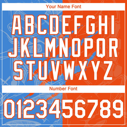 Custom Graffiti Pattern White Orange-Electric Blue 3D Scratch Authentic Baseball Jersey - Sky-Custom