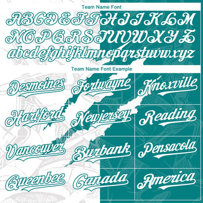 Custom Graffiti Pattern White-Teal 3D Scratch Authentic Baseball Jersey - Sky-Custom