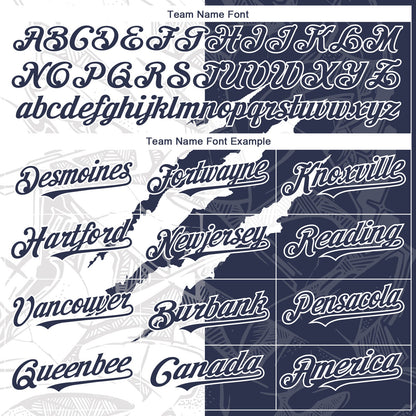 Custom Graffiti Pattern Navy-White 3D Scratch Authentic Baseball Jersey - Sky-Custom